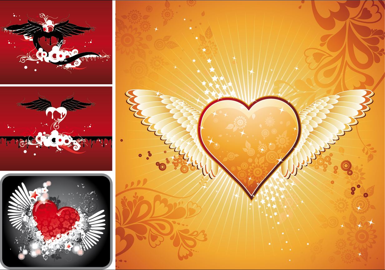 Beautiful heart with wings vector