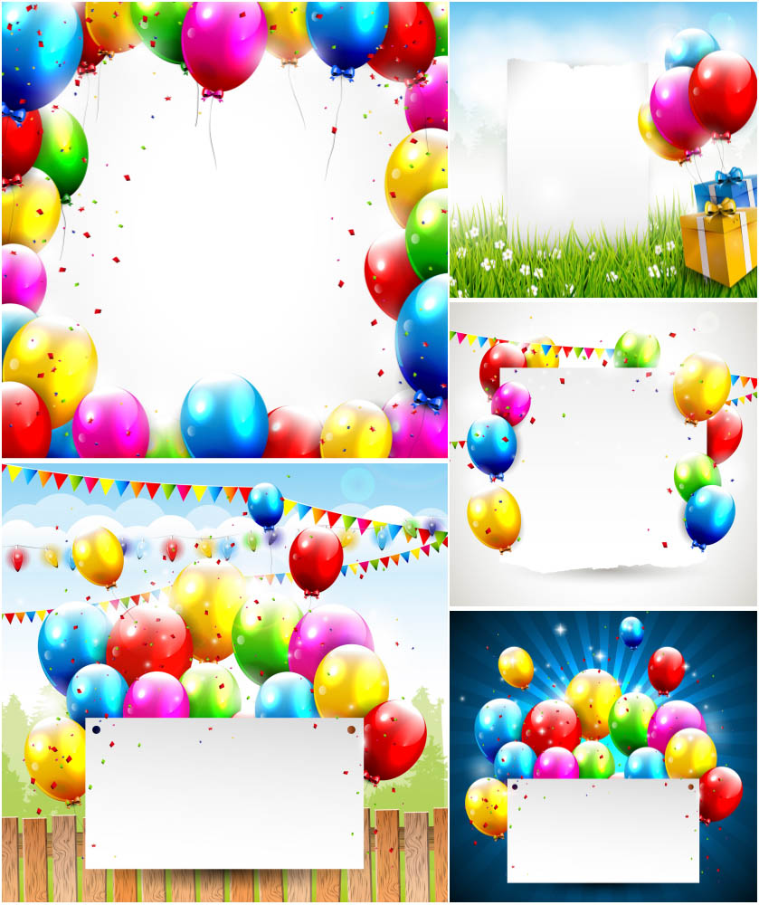 Birthday backgrounds with balloons vector free download
