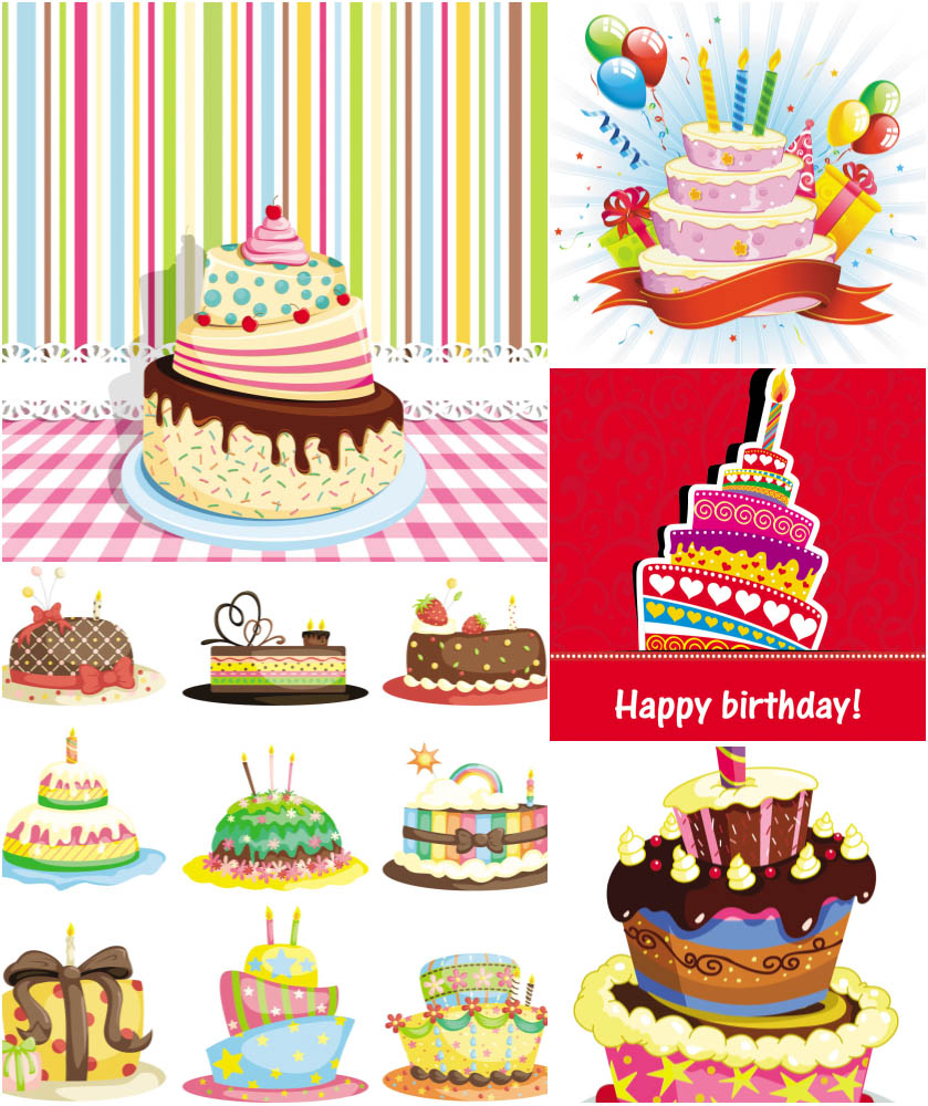 Birthday cake templates vector
