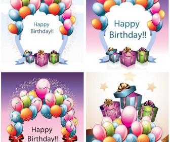 Birthday cards with balloons vector