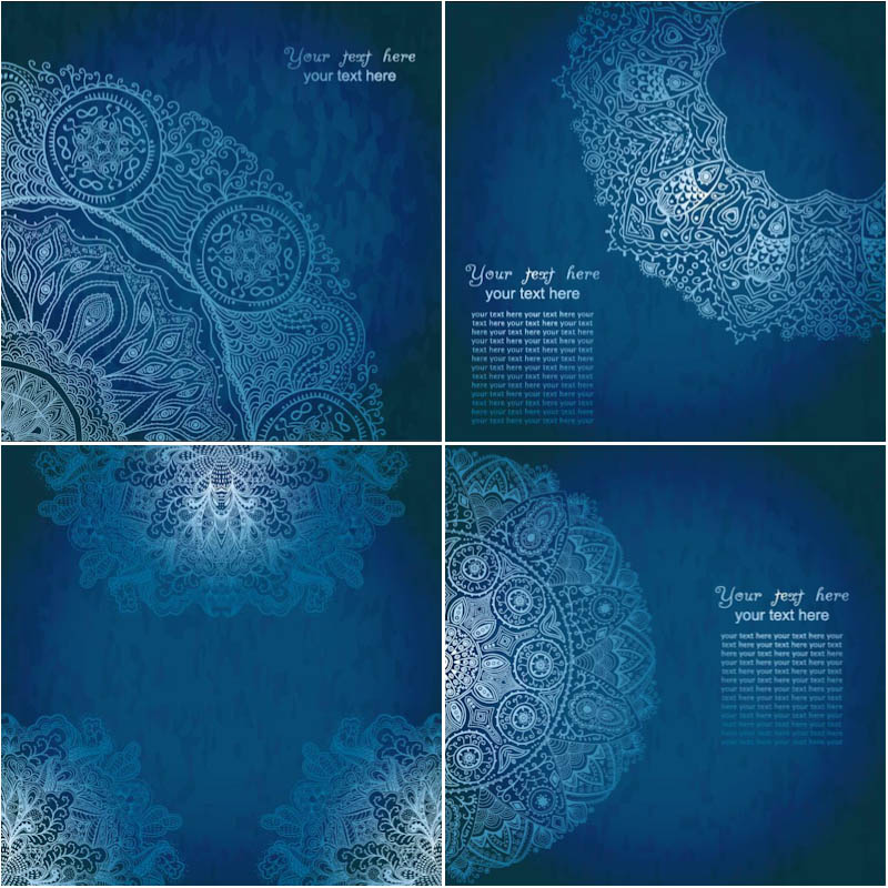 Blue background with lace ornament vector