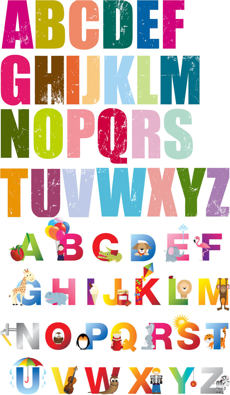 Bright colorful alphabets vector