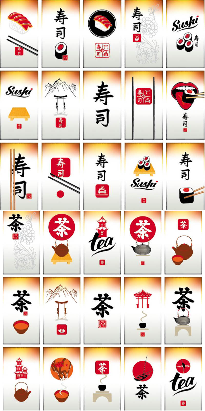 Cards on japan style vector
