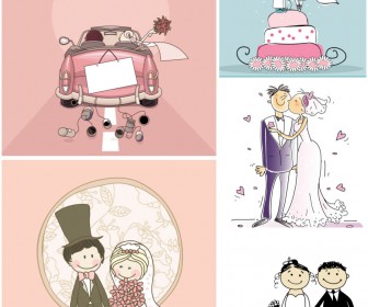 Cartoon Wedding card and background vector