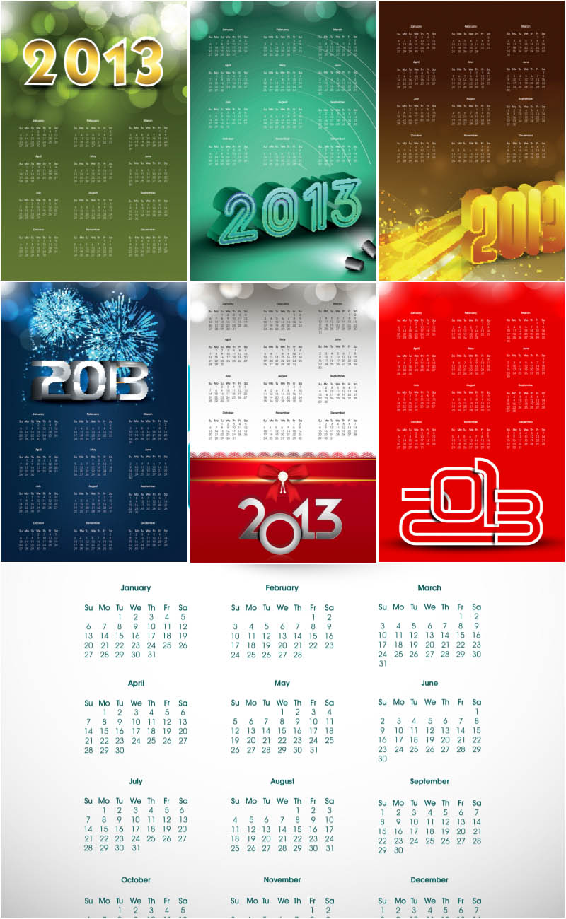 Collection calendars templates 2013 vector
