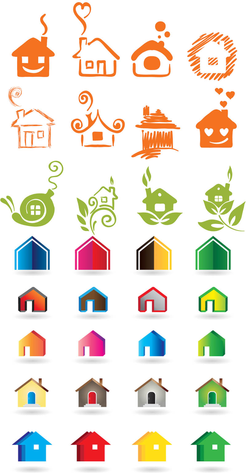 Colored house logotypes vector