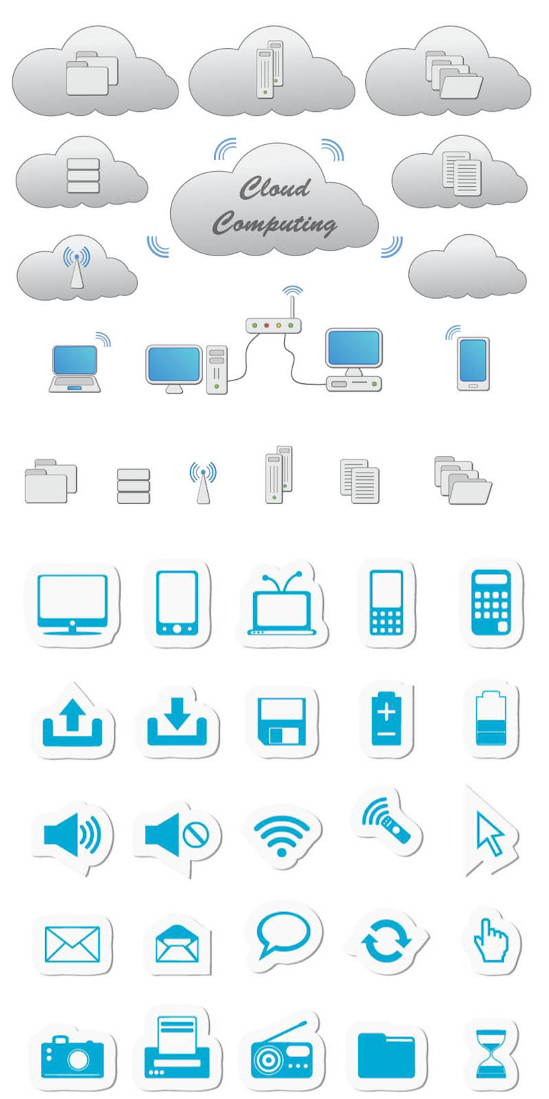 Computers blue icons vector
