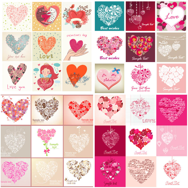 Cool Greeting cards with heart vector