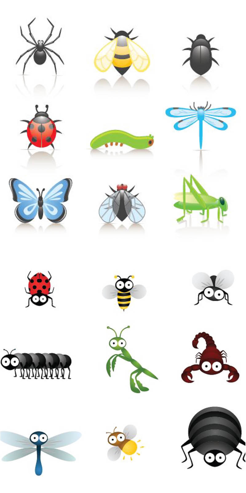 Cute cartoon insects vector