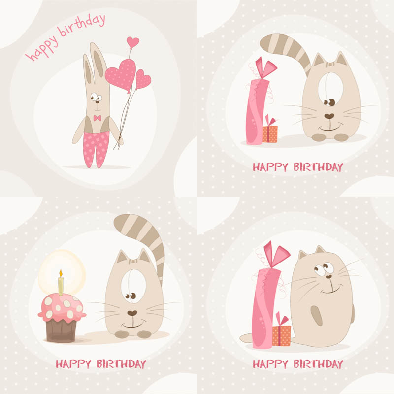 Cute happy birthday card vector