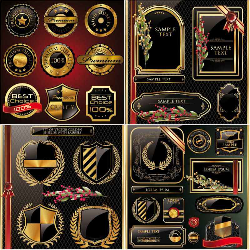 Decorative frames, label and shields vector
