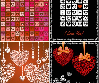 Elegant hearts templates vector