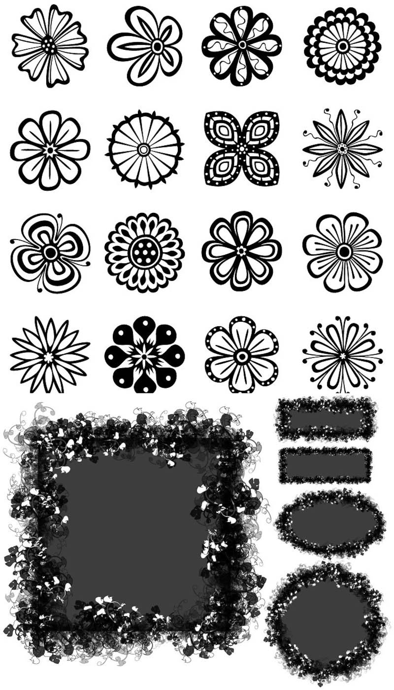 Floral decorative elements and frames vector