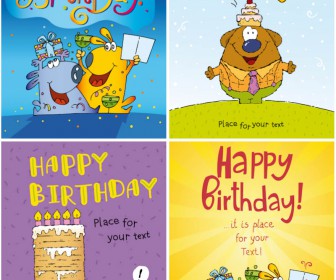 Funny animals on birthday cards vector