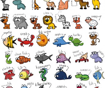 Funny cartoon animals for kids vector – free download, Clipart Graphics ...