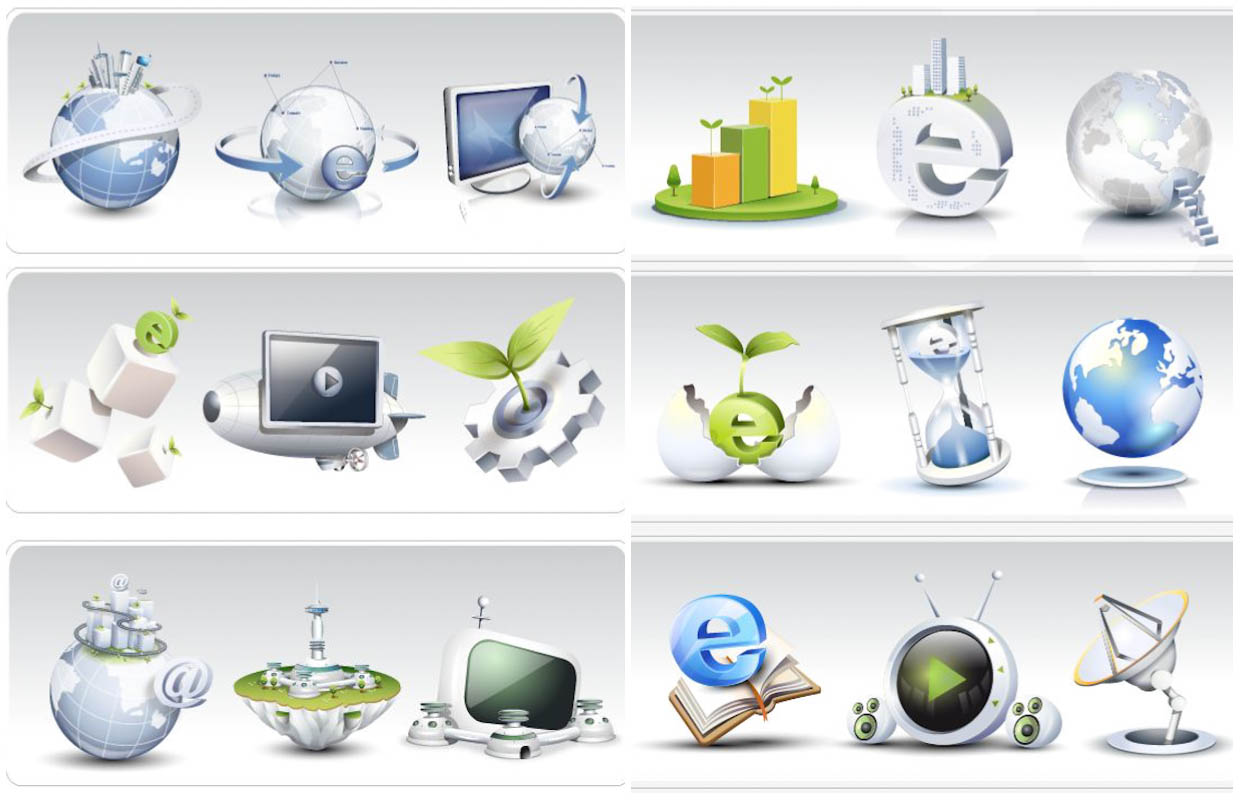 Futurist Internet icons templates vector