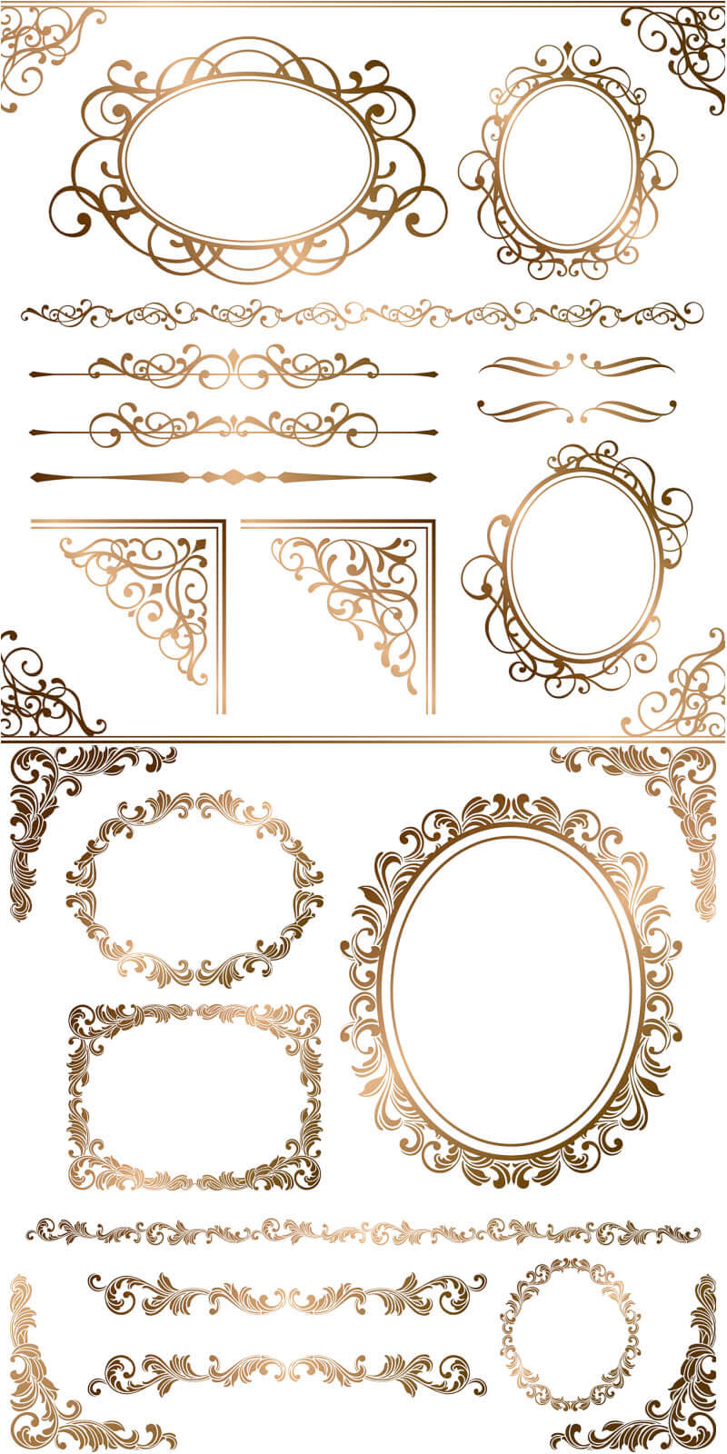 Gold ornamental elements and frames vector  Free Download 