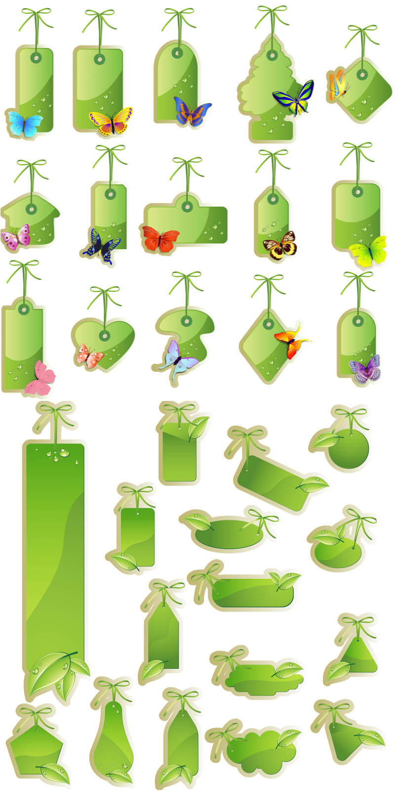 Green natural stickers vector