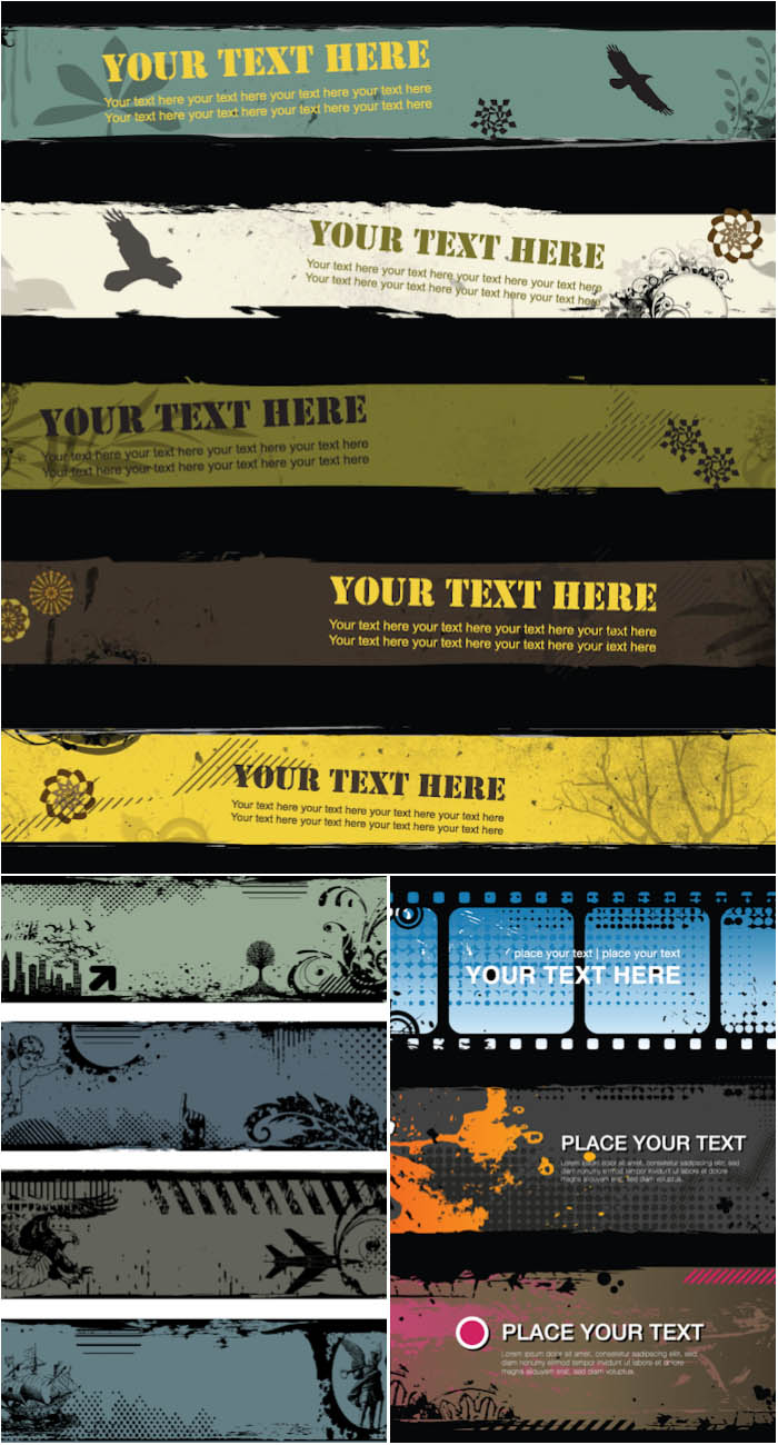 Grunge banners templates vector