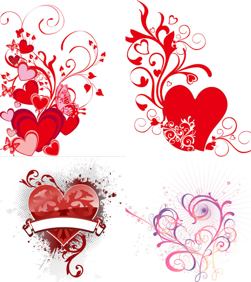 Heart decorated with curls vector