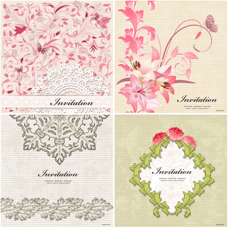 Invitation card with floral ornament vector