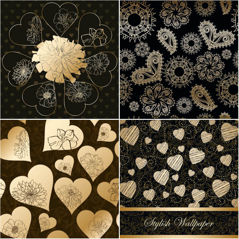 Luxury background with hearts vector
