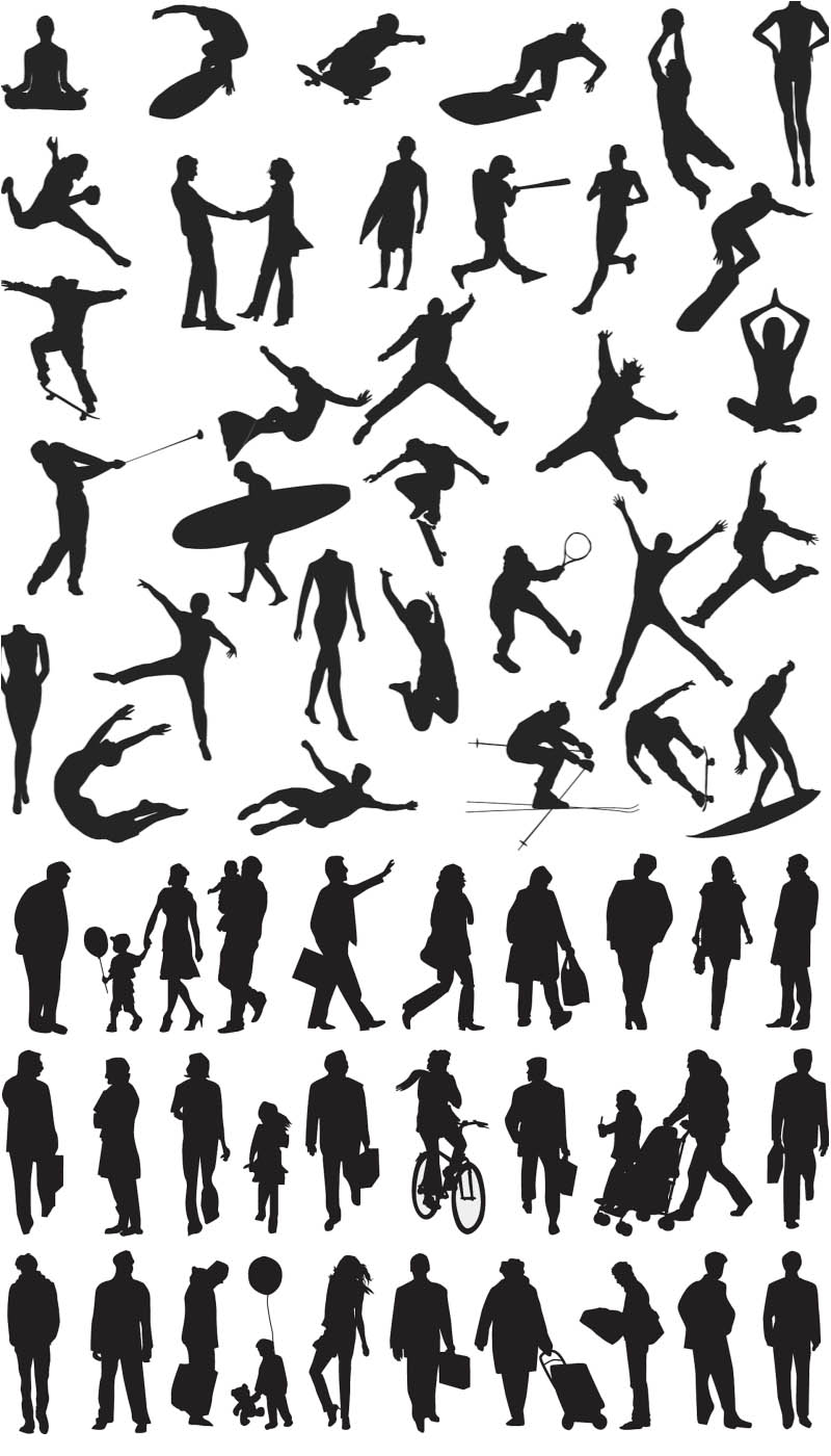 People silhouette templates vector