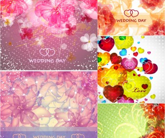 Romantic cards and wedding backgrounds with beautiful flowers vector