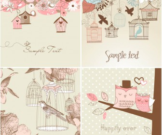 Romantic cards with birds vector