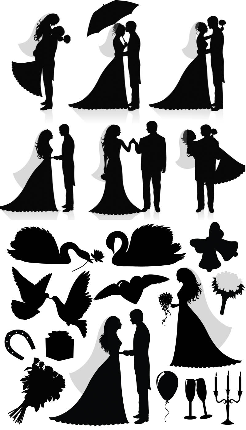 Silhouette newlyweds vector  Free Download – VectorPicFree