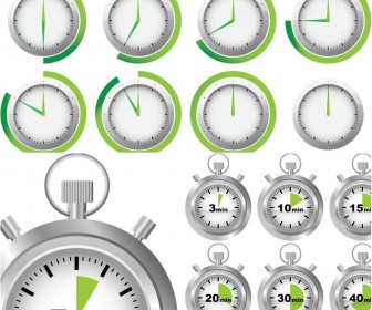 Stylish green timers vector