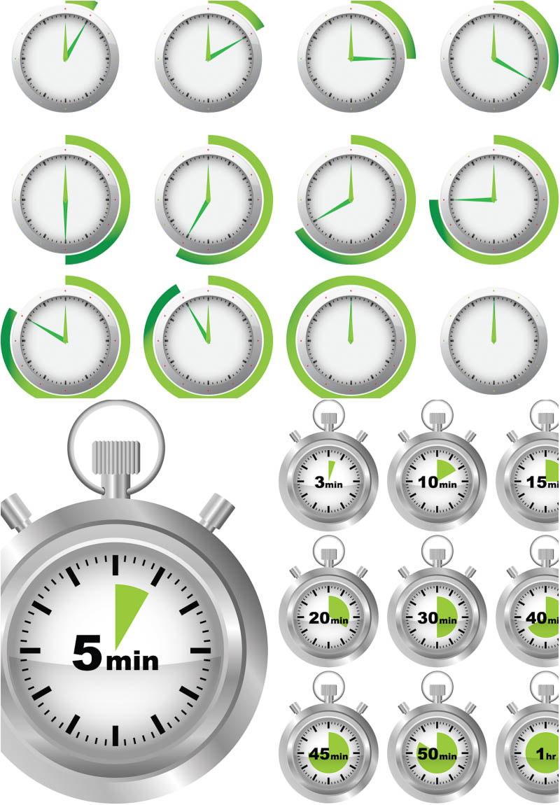 Stylish green timers vector