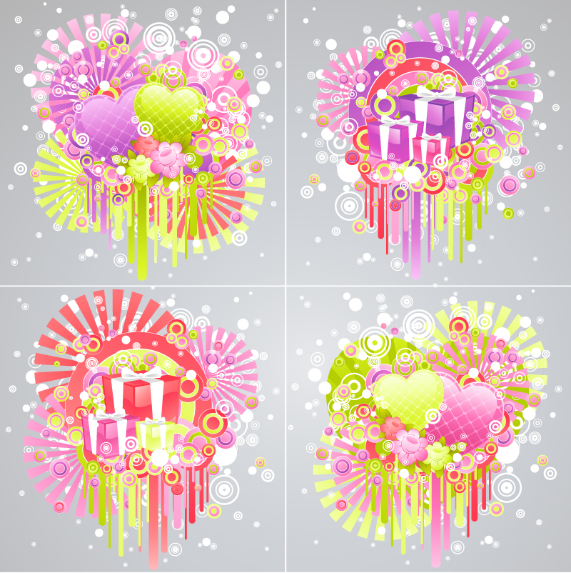 Stylish heart and gift background vector