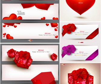 Valentine Day cards and banners vector