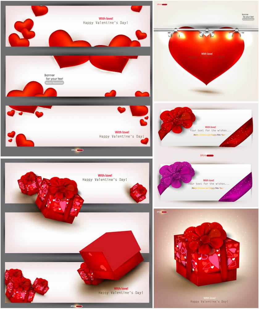 Valentine Day cards and banners vector