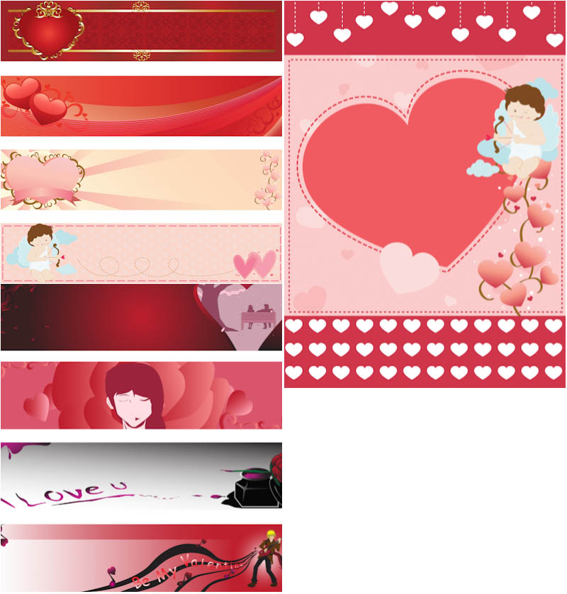Valentines Day banners and cards vector