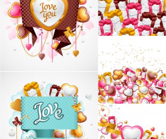 Valentines day hearts gifts and sweets vector