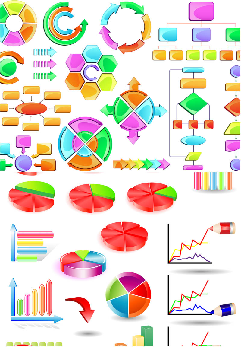 Various bright diagrams vector