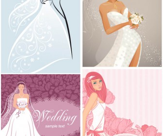 Beautiful cartoon bride on Wedding backgrounds vector