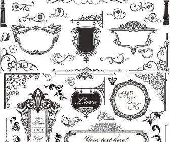 Vintage ornamental elements vector