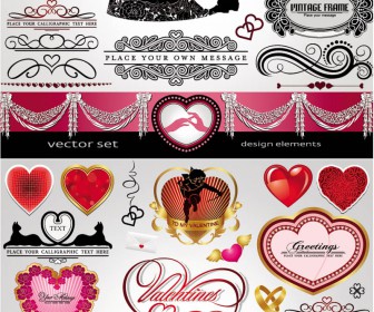 Wedding and love design elements vector