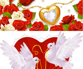 Wedding backgrounds with white pigeons vector free download ...