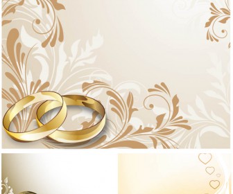 Wedding cards with wedding rings vector