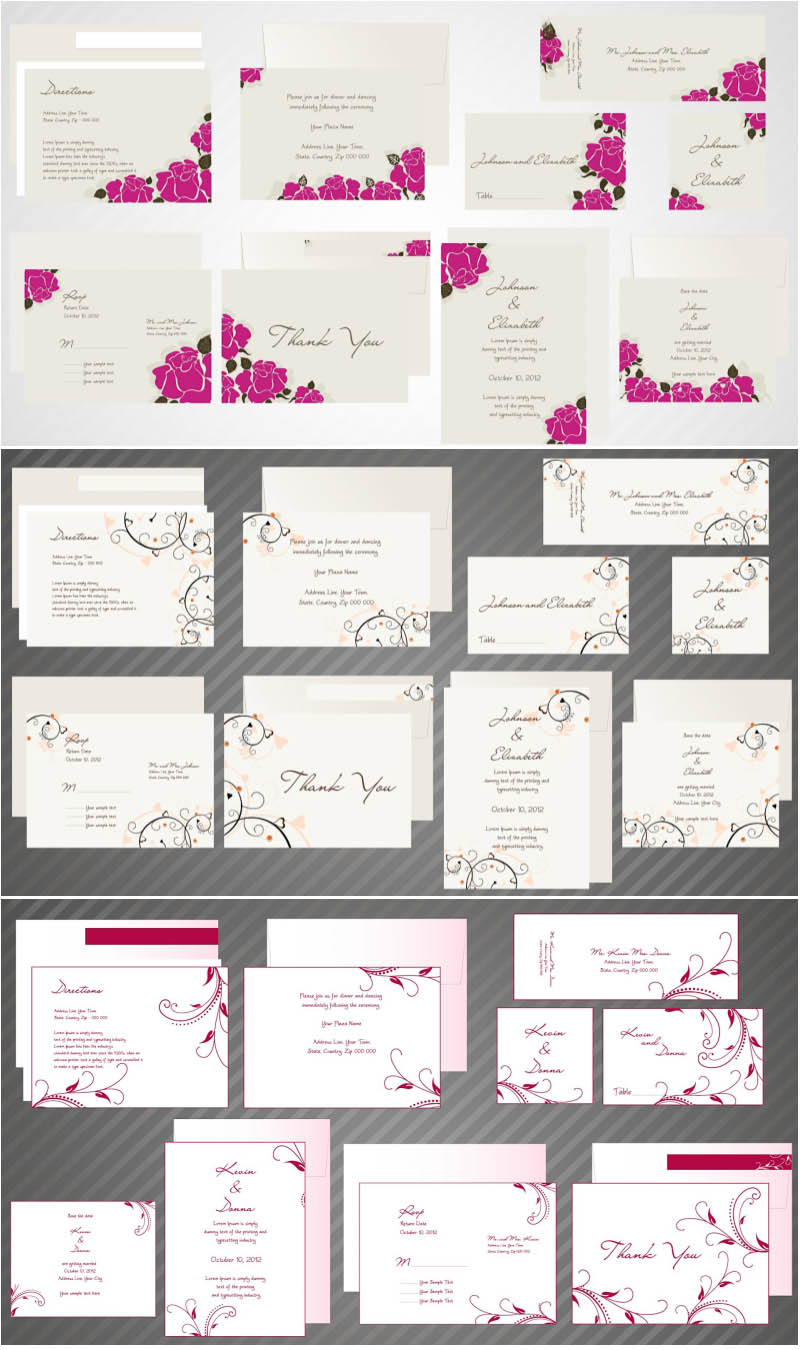 Wedding invitations cards vector