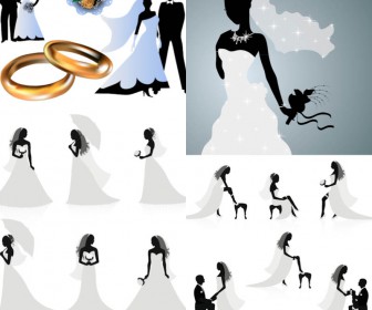 Wedding silhouettes vector