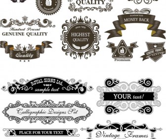 Decorative emblems and frame vector