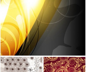 Vector background with swirls and floral patterns vector