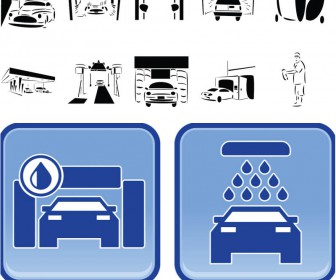 Car wash icons vector