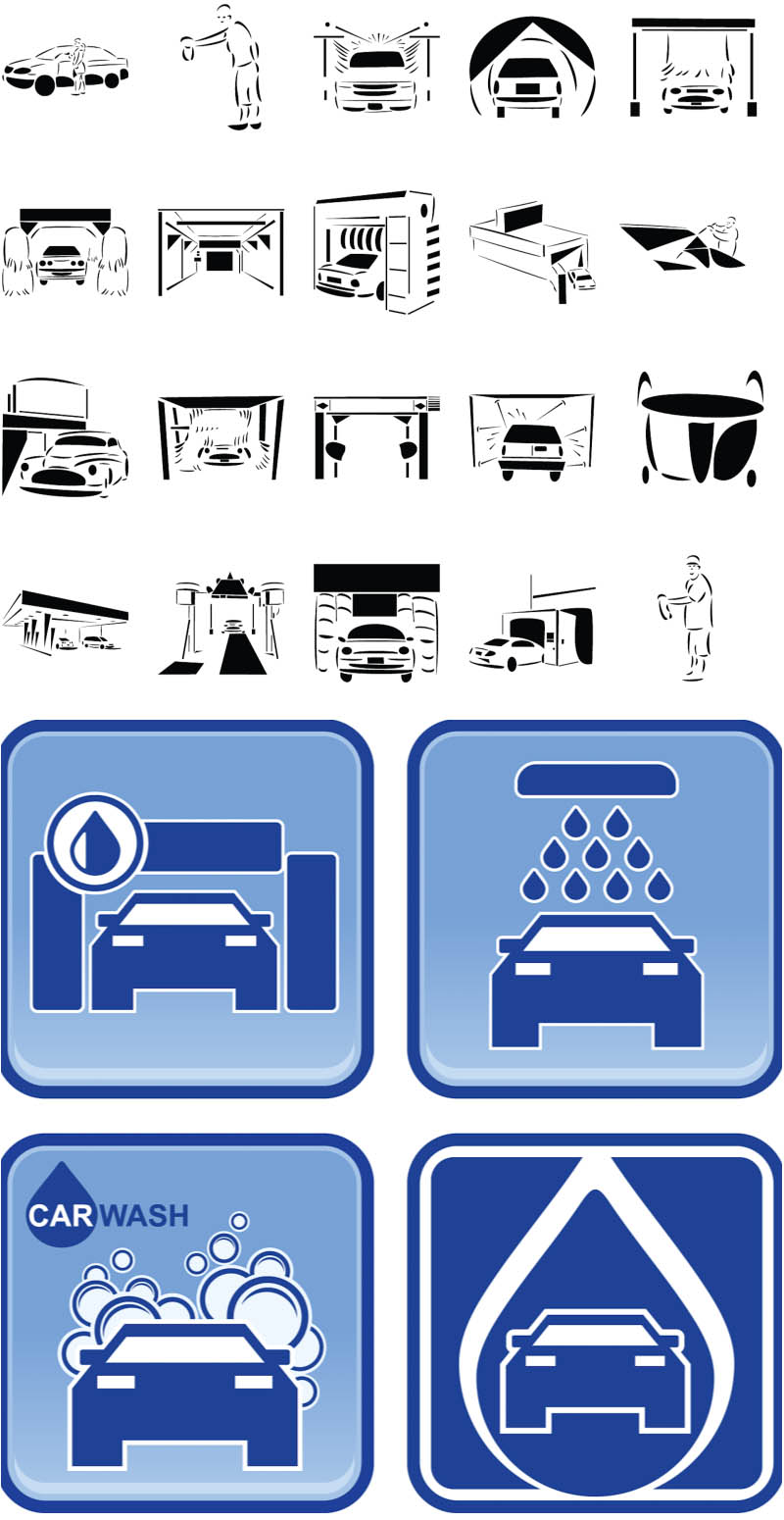 Car wash icons vector