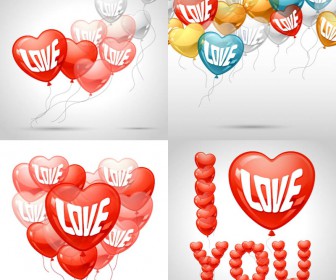 Colorful balloons with text I love you vector